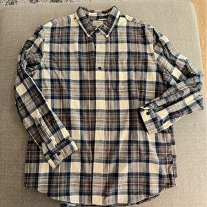 L.L. Bean Men's Casual Plaid Shirt - Navy and Cream